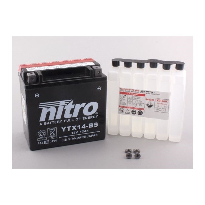 NITRO YTX14-BS AGM ouvert avec pack acide