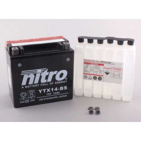 NITRO YTX14-BS AGM ouvert avec pack acide NITRO YTX14-BS AGM ouvert avec pack acide