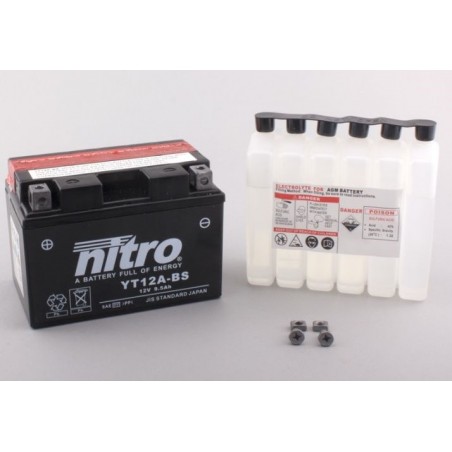 NITRO YT12A-BS AGM ouvert avec pack acide NITRO YT12A-BS AGM ouvert avec pack acide