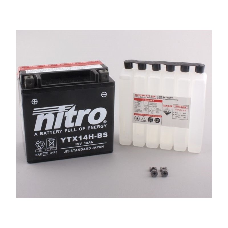 NITRO YTX14H-BS AGM ouvert avec pack acide HP