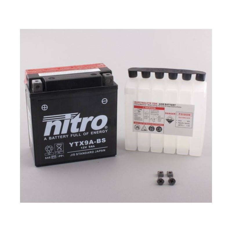 NITRO YTX9A-BS AGM ouvert avec pack acide