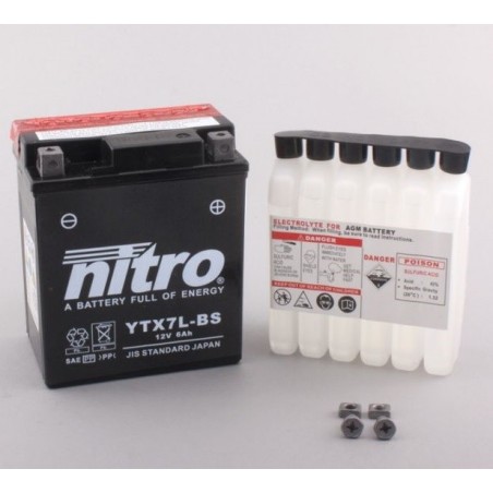 NITRO YTX7L-BS AGM ouvert avec pack acide
