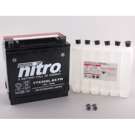 NITRO YTX20HL-BS-PW AGM ouvert avec pack acid