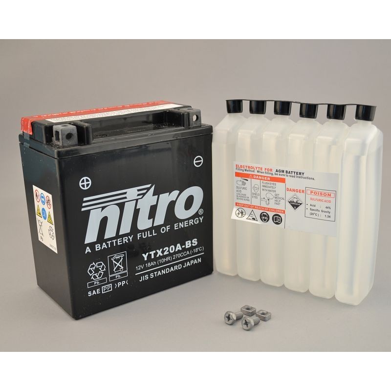 NITRO YTX20A-BS AGM ouvert avec pack acide