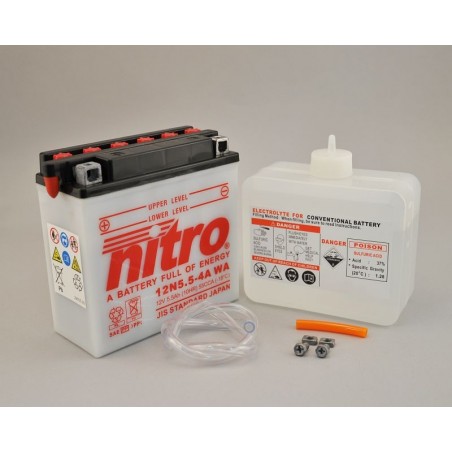 Batterie NITRO 12N5.5-4A ouvert avec pack acide Batterie NITRO 12N5.5-4A ouvert avec pack acide