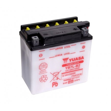 Batterie YUASA pour moto YUASA YB7L-B2 ouvert sans acide Batterie YUASA pour moto YUASA YB7L-B2 ouvert sans acide