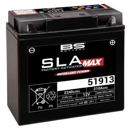 BATTERIE DE MOTO BS 51913 SLA Prête à l'emploi BATTERIE DE MOTO BS 51913 SLA Prête à l'emploi