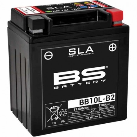 BATTERIE DE MOTO BS BB10L-B2 / A2 SLA Prete à l'emploi BATTERIE DE MOTO BS BB10L-B2 / A2 SLA Prete à l'emploi