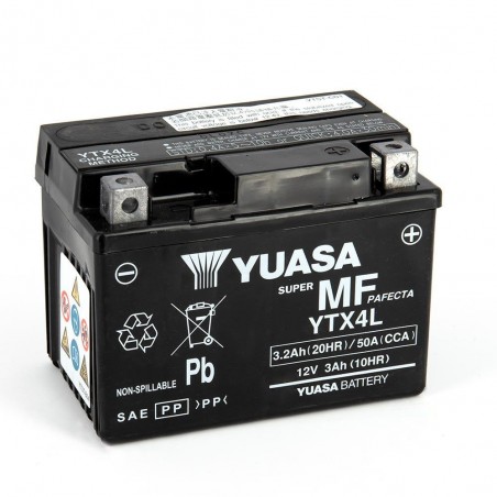 Batterie pour moto YTX4L-BS AGM YUASA AGM Prête à l'emploi