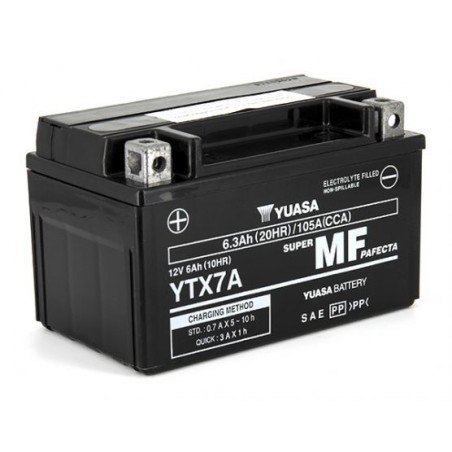 Batterie YUASA pour moto YTX7A-BS AGM Prête à l'emploi