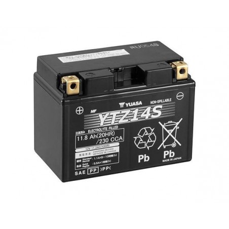 Batterie pour moto YTZ14S YUASA  SLA AGM prête à l'emploi