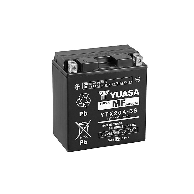 Batterie YUASA pour moto YTX20A-BS (YTX20CH-BS)