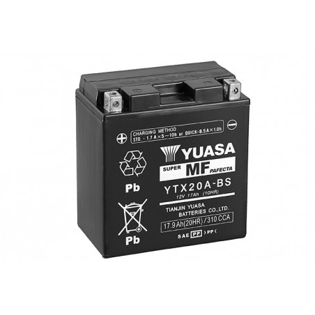 Batterie YUASA pour moto YTX20A-BS (YTX20CH-BS)