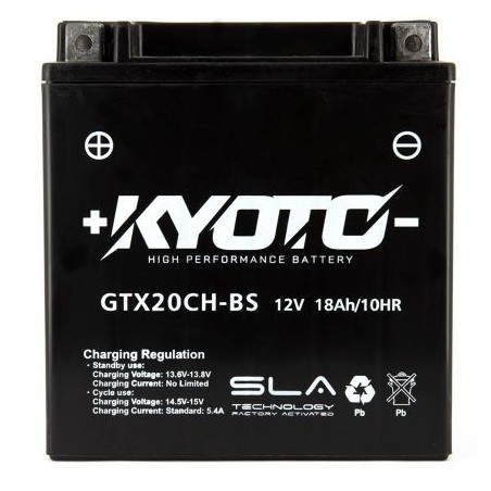 Batterie YTX20A-BS / YTX20CH-BS KYOTO SLA Prête à l'emploi