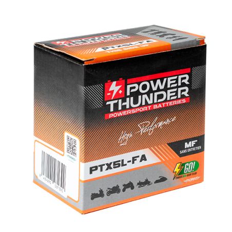 Batterie Moto Power Thunder PTX5L / YTX5L-BS prête à l'emploi