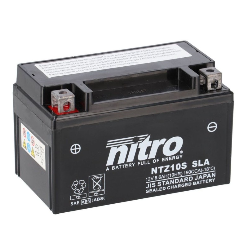 Batterie moto NTZ10S SLA NITRO Prête à l'emploi