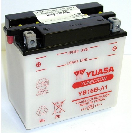 Batterie YUASA pour moto YB16B-A1 livrée sans acide