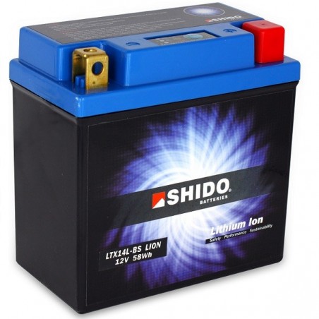 Batterie Lithium Ion SHIDO pour moto LTX14L-BS